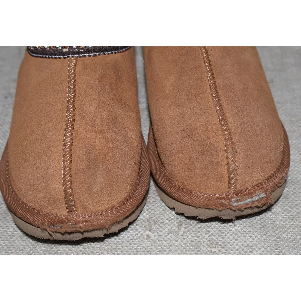 UGG Tazz Slippers Chestnut Toddler Kids Size 10 Brown Suede Shoes Platform